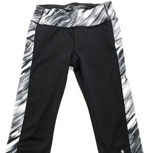 Reebok Black and White Gym Print  Capri Legging